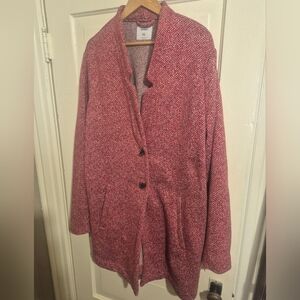 Old Navy Oversided, Textured,cozy,  Red Women's Mid Length Coat